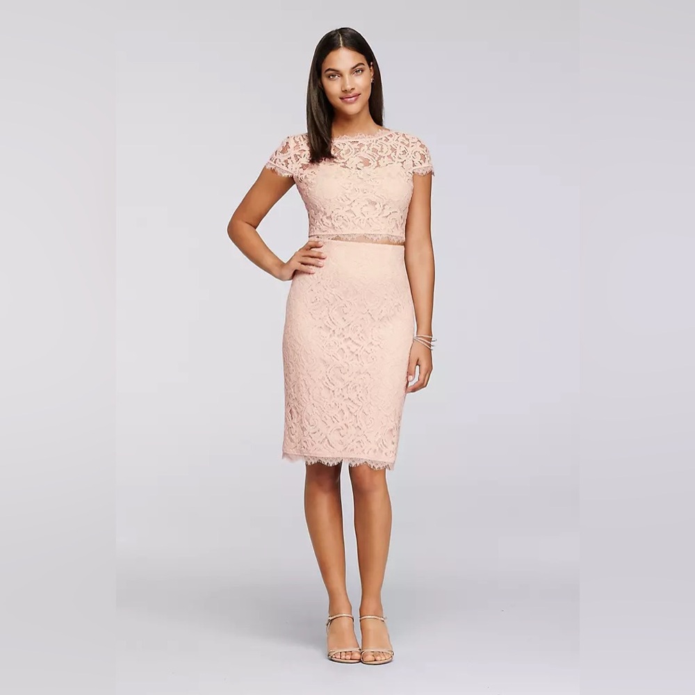 NWT/ ADRIANNA PAPELL
Two-Piece Lace Dress w/ Short Sleeves 
Size 8